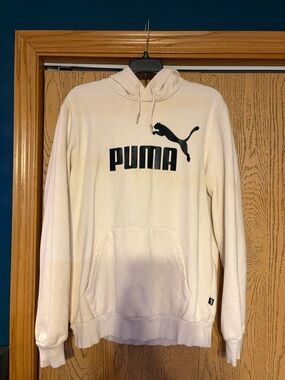 Puma Cream & Black Graphic Logo Hoodie EUC